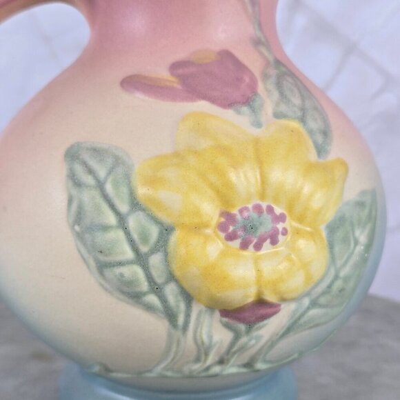 Vintage Hull Pottery Magnolia Matte Ewer Pink Yellow Blue Green Collectible - Picture 10 of 15